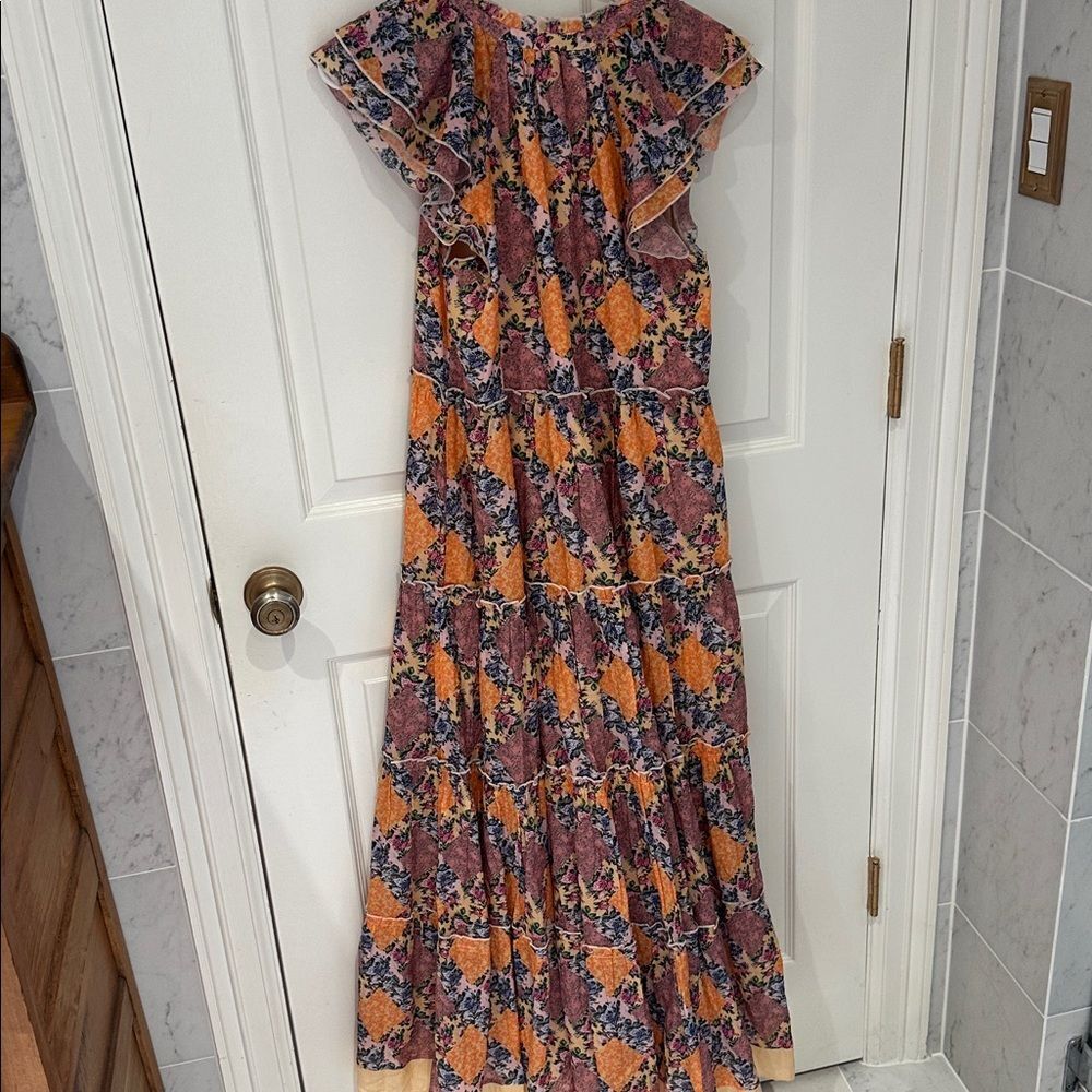 Anna Cate Louisa Maxi Dress Size Small Peach Sunset Tiered Floral Tuckernuck Boh - Picture 6 of 6